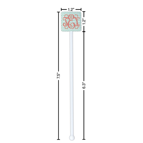 Monogram White Plastic Stir Stick - Square - Dimensions