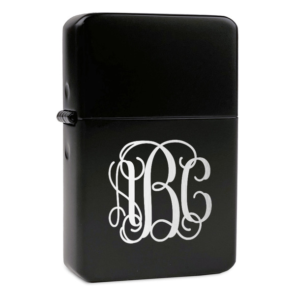 Custom Monogram Windproof Lighter - Black - Single-Sided & Lid Engraved