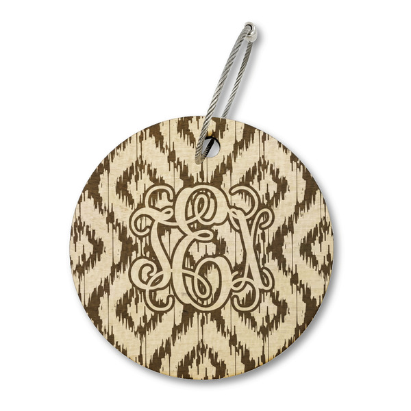 Monogram Wood Luggage Tags - Round - Front/Main