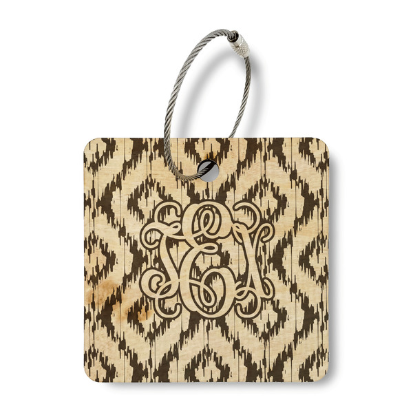 Custom Monogram Wood Luggage Tag - Square