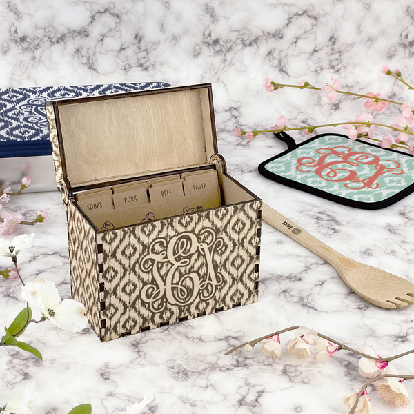 Monogram Wood Recipe Boxes - Lifestyle