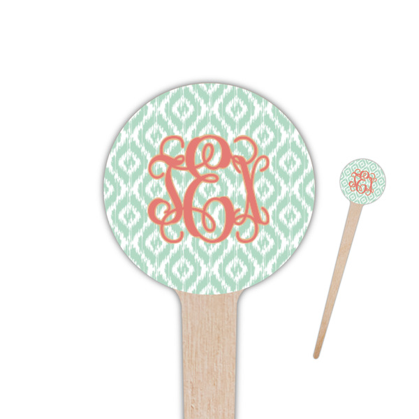 Custom Monogram 4" Round Wooden Food Picks - Single-Sided