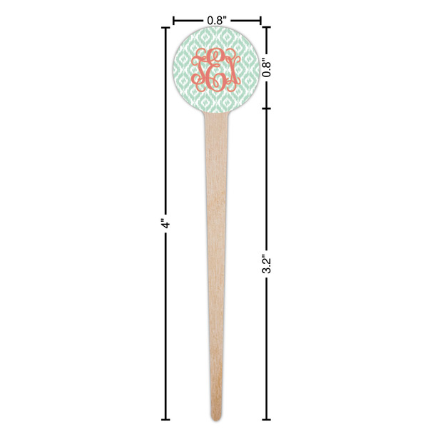 Monogram Wooden 4" Food Pick - Round - Dimensions