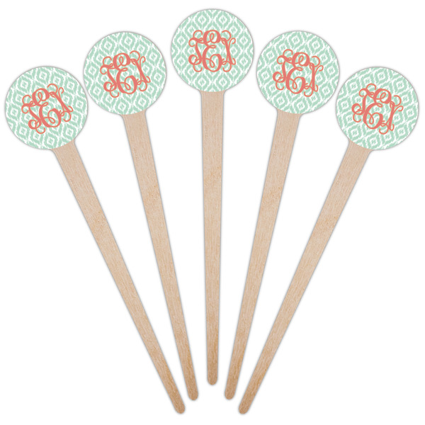 Monogram Wooden 4" Food Pick - Round - Fan View