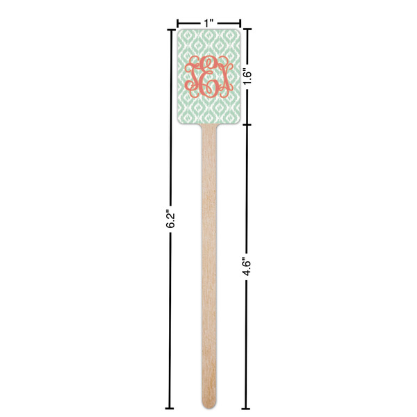 Monogram Wooden 6.25" Stir Stick - Rectangular - Dimensions