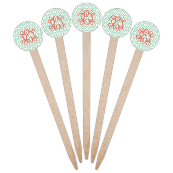 Monogram Wooden 6" Food Pick - Round - Fan View