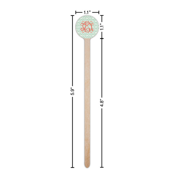Monogram Wooden 6" Stir Stick - Round - Dimensions