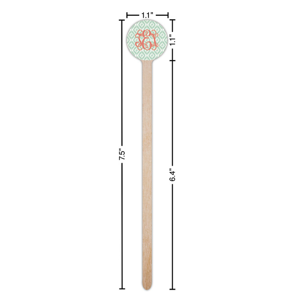 Monogram Wooden 7.5" Stir Stick - Round - Dimensions