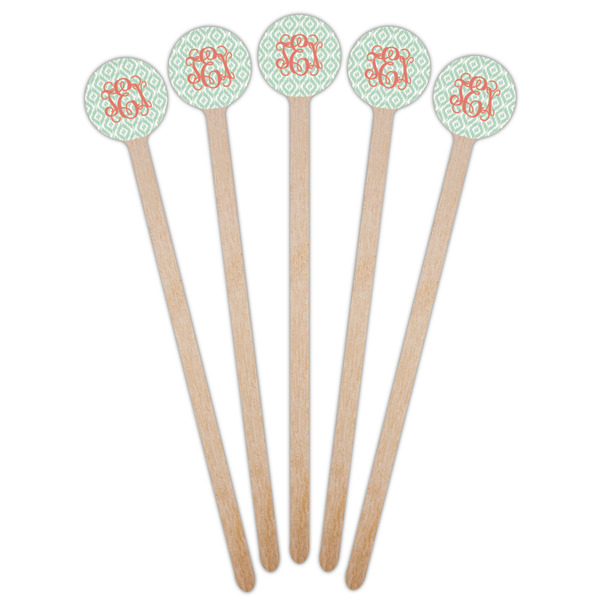 Monogram Wooden 7.5" Stir Stick - Round - Fan View