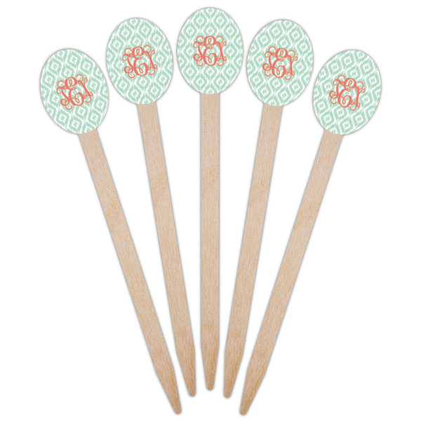 Monogram Wooden Food Pick - Oval - Fan View