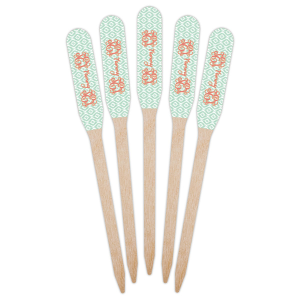 Monogram Wooden Food Pick - Paddle - Fan View