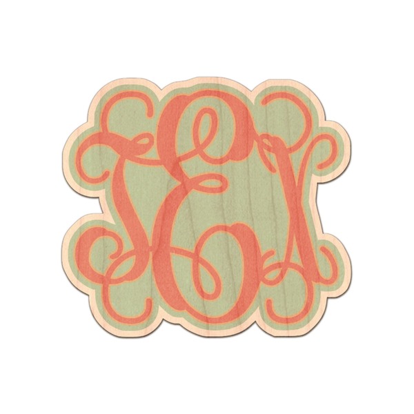 Custom Monogram Natural Wooden Sticker