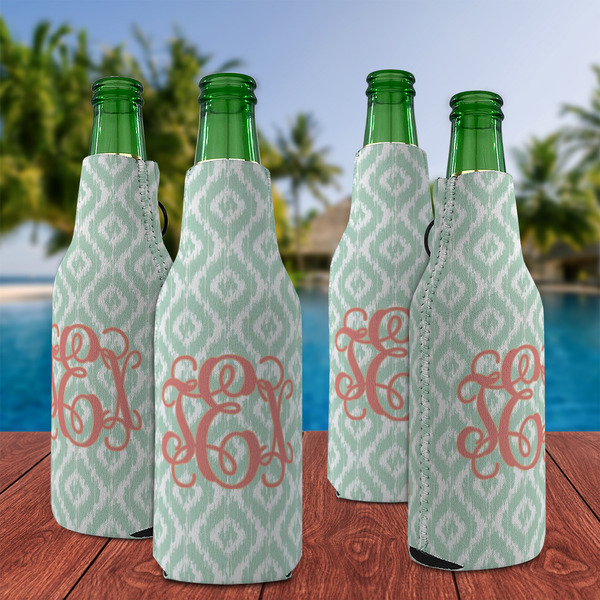 Monogram Zipper Bottle Cooler - Set of 4 - LIFESTYLE