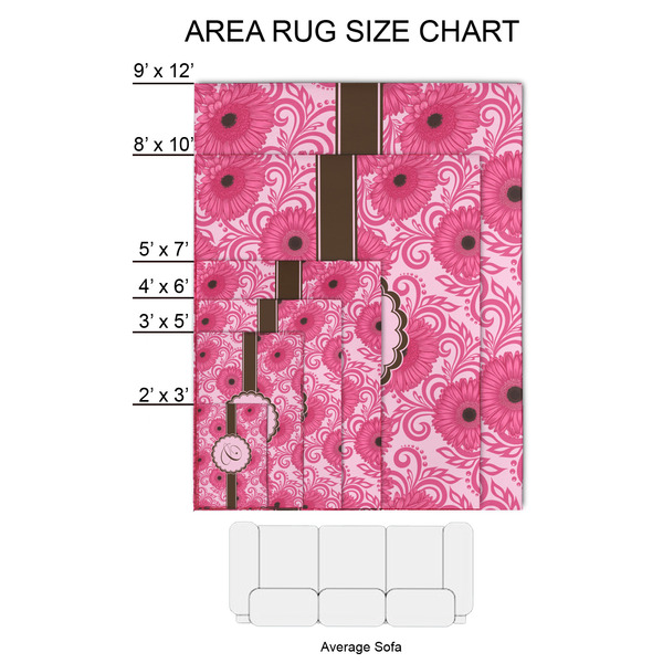 Gerbera Daisy 2'x3' Indoor Area Rugs - Size Chart