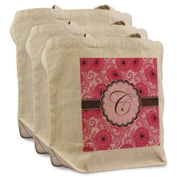 Gerbera Daisy Reusable Cotton Grocery Bags - Set of 3 (Personalized)