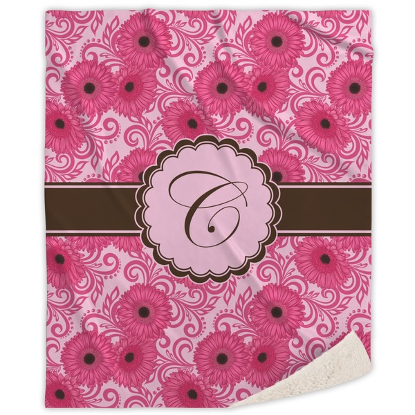 Custom Gerbera Daisy Sherpa Throw Blanket (Personalized)