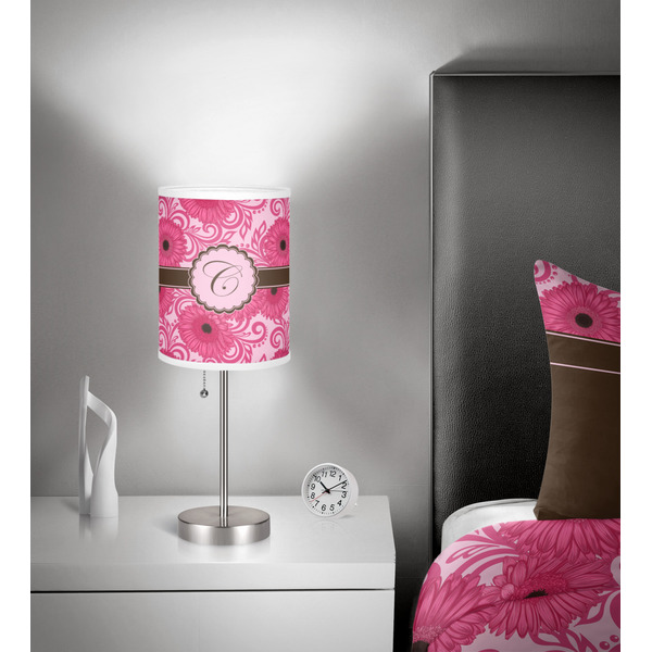 Gerbera Daisy 7 inch drum lamp shade - in room