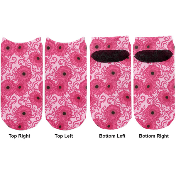 Gerbera Daisy Adult Ankle Socks - Double Pair - Front and Back - Apvl