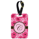 Gerbera Daisy Metal Luggage Tag w/ Initial
