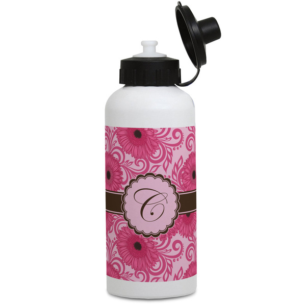 Custom Gerbera Daisy Water Bottles - Aluminum - 20 oz - White (Personalized)