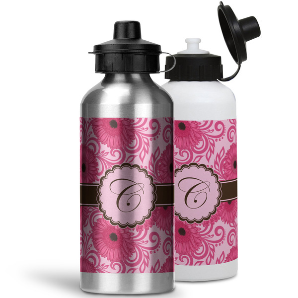 Gerbera Daisy Aluminum Water Bottles - MAIN (white &silver)
