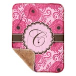 Gerbera Daisy Sherpa Baby Blanket - 30" x 40" w/ Initial