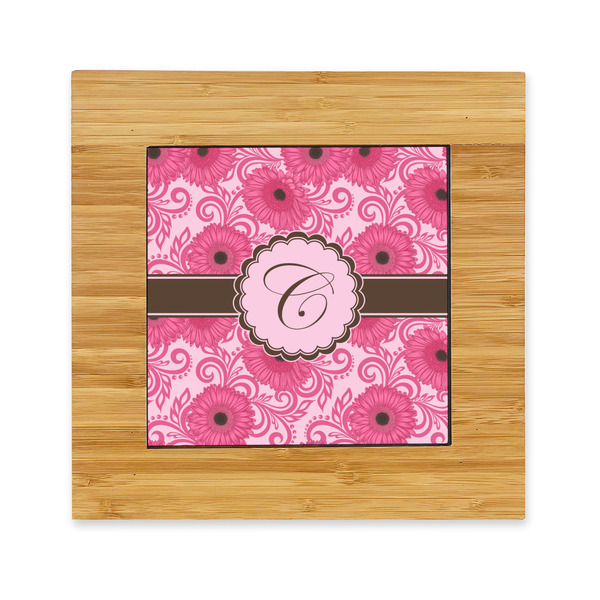 Custom Gerbera Daisy Bamboo Trivet with Ceramic Tile Insert (Personalized)