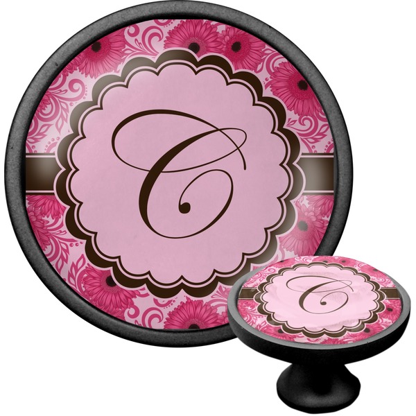 Custom Gerbera Daisy Cabinet Knob (Black) (Personalized)