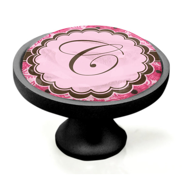 Gerbera Daisy Black Custom Cabinet Knob (Side)
