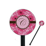 Gerbera Daisy 5.5" Round Plastic Stir Sticks - Black - Single Sided (Personalized)