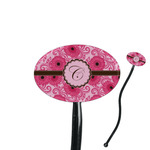 Gerbera Daisy 7" Oval Plastic Stir Sticks - Black - Single Sided (Personalized)