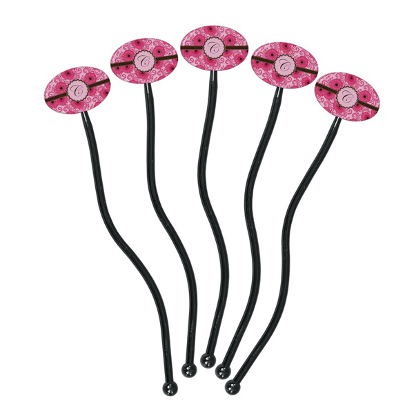 Gerbera Daisy Black Plastic 7" Stir Stick - Oval - Fan