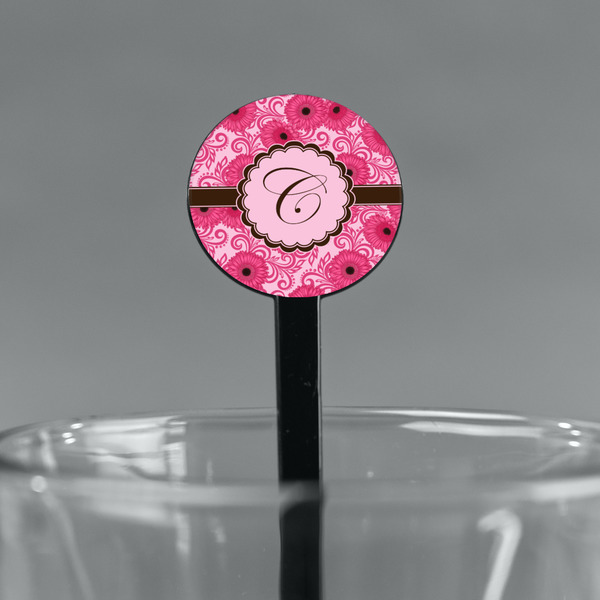 Gerbera Daisy Black Plastic 7" Stir Stick - Round - Main