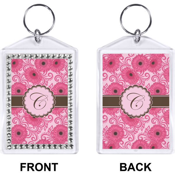 Gerbera Daisy Bling Keychain (Front + Back)