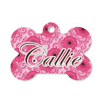 Gerbera Daisy Bone Shaped Dog ID Tag - Small (Personalized)