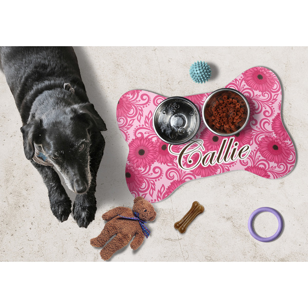 Gerbera Daisy Bone Shaped Mat w/ Food & Water