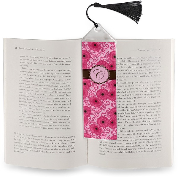 Gerbera Daisy Bookmark with tassel - In book