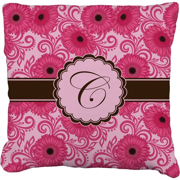 Custom Gerbera Daisy Faux-Linen Throw Pillow 16" (Personalized)