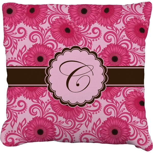 Custom Gerbera Daisy Faux-Linen Throw Pillow 18" (Personalized)