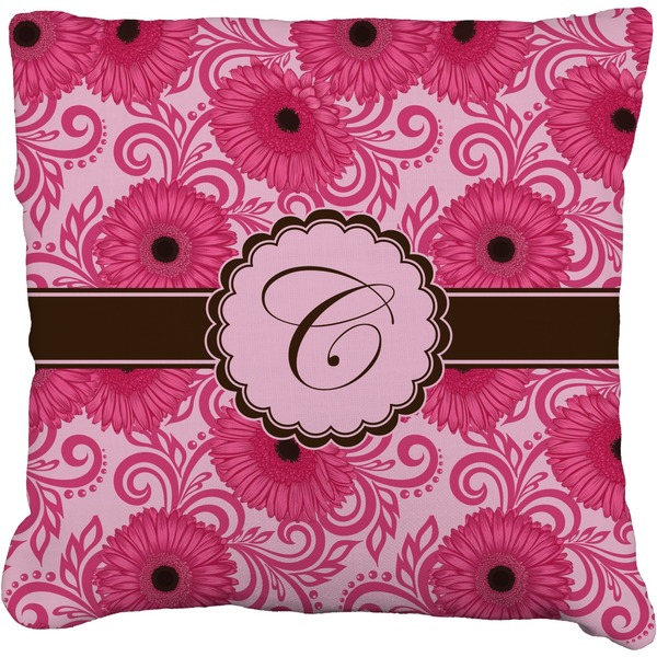 Custom Gerbera Daisy Faux-Linen Throw Pillow 20" (Personalized)
