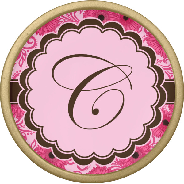 Gerbera Daisy Cabinet Knob - Gold - Front