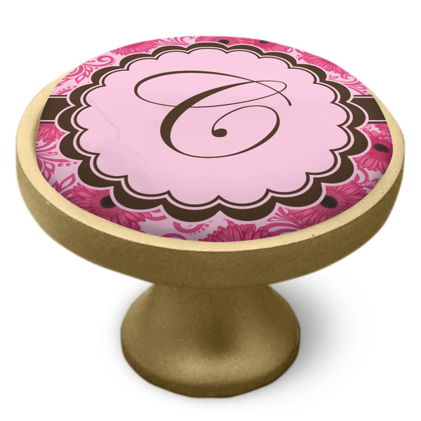 Gerbera Daisy Cabinet Knob - Gold - Side