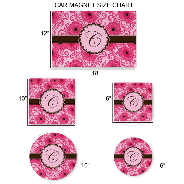 Gerbera Daisy Car Magnets - SIZE CHART