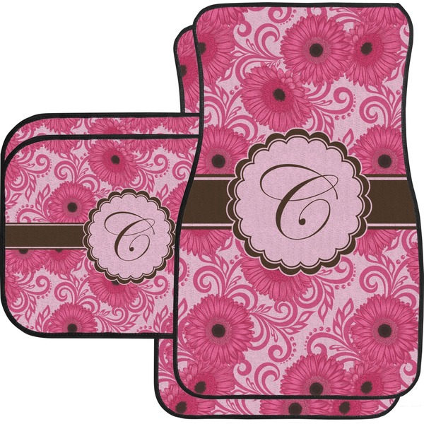 Custom Gerbera Daisy Car Floor Mats Set - 2 Front & 2 Back (Personalized)