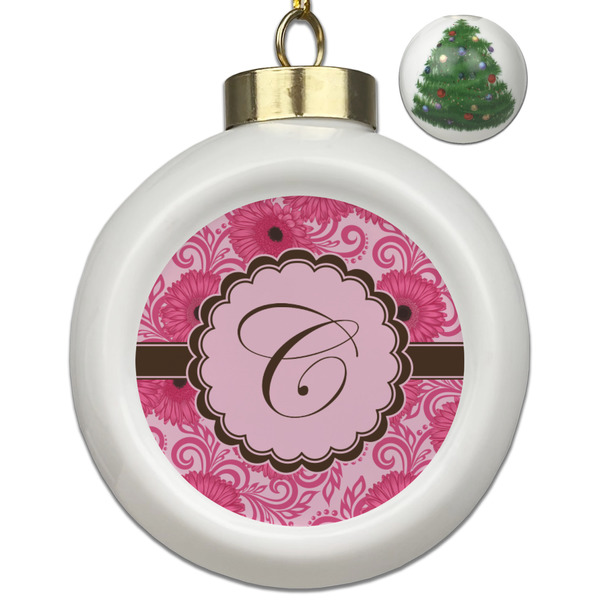 Custom Gerbera Daisy Ceramic Ball Ornament - Christmas Tree (Personalized)