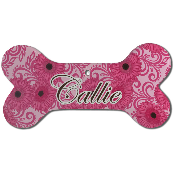 Gerbera Daisy Ceramic Flat Ornament - Bone Front