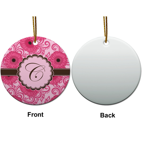 Gerbera Daisy Ceramic Flat Ornament - Circle Front & Back (APPROVAL)