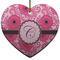 Gerbera Daisy Heart Ceramic Ornament w/ Initial