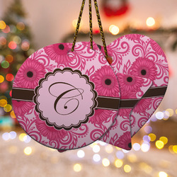 Gerbera Daisy Ceramic Ornament w/ Initial