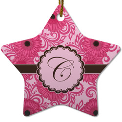 Gerbera Daisy Star Ceramic Ornament w/ Initial